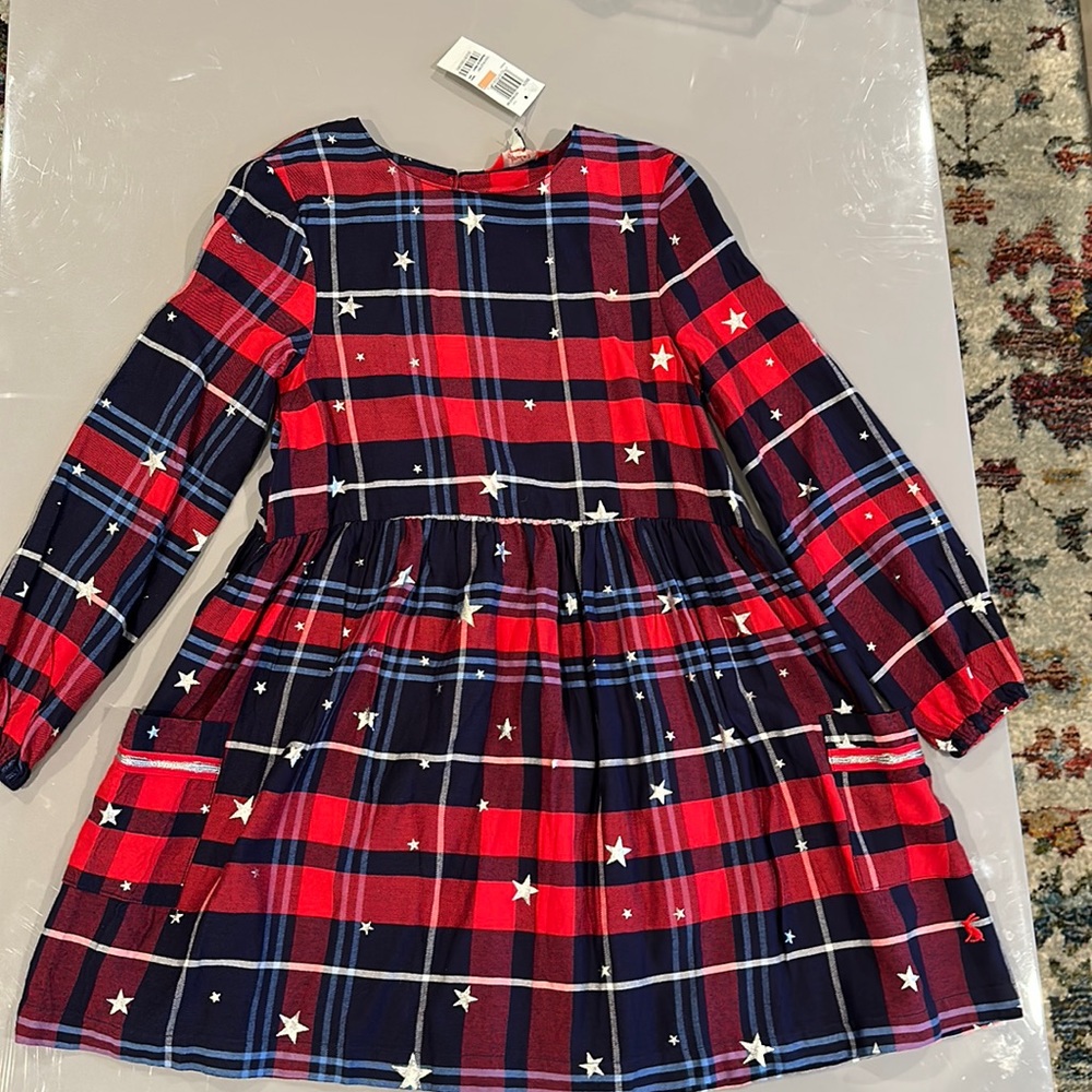 NWOT Joules Girls Rowena star print plaid dress
